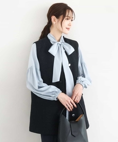 セール】No-Collar 2WAY Ribbon Jacket/ノーカラー2WAYリボン