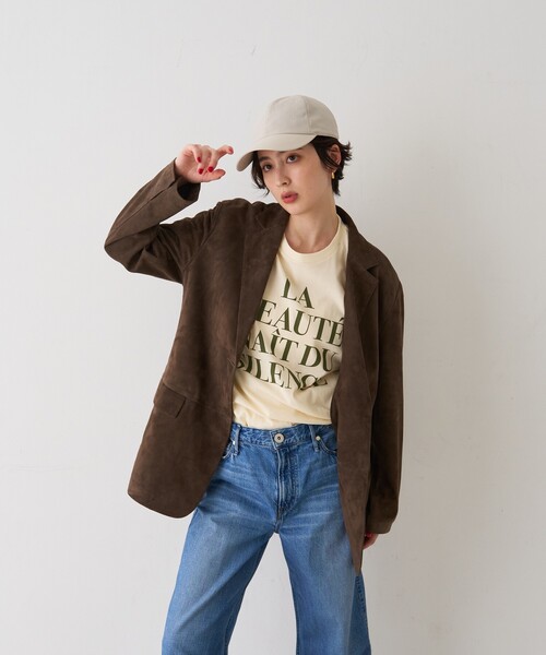 Rouge vif（ルージュヴィフ）の「ゴートスエードシングルジャケット（テーラードジャケット・レディース・ブラウン/ベージュ・フリー）」の10枚目の写真