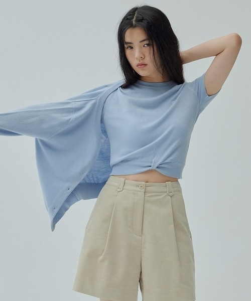 COVERNAT(カバーナット)の「WOMEN'S BASIC ROUND WOOL KNIT CARDIGAN(カーディガン/ボレロ・レディース・ライトブルー/アイボリー/ブラウン・MEDIUM/SMALL)」の11枚目の写真