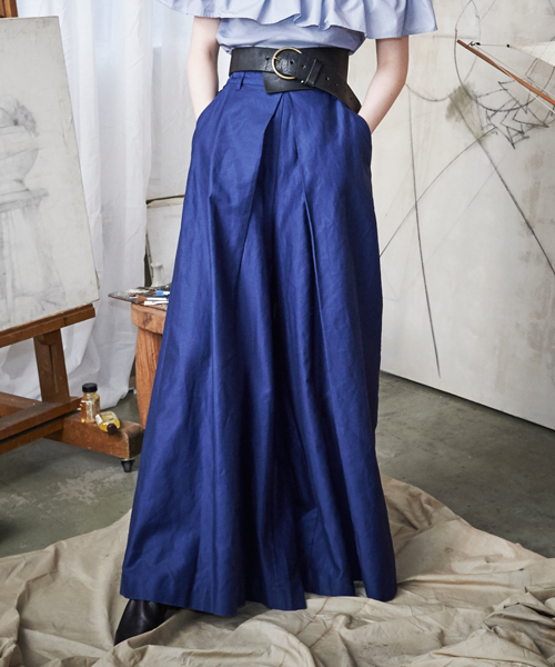 Ray BEAMS（レイビームス）の「◇RBS / BOX タック ワイドパンツ（その他パンツ・レディース・ブラウン系その他/ブルー系その他・0/1）」の2枚目の写真