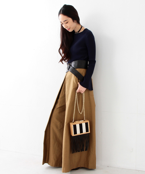 Ray BEAMS（レイビームス）の「◇RBS / BOX タック ワイドパンツ（その他パンツ・レディース・ブラウン系その他/ブルー系その他・0/1）」の3枚目の写真