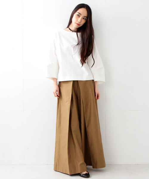 Ray BEAMS（レイビームス）の「◇RBS / BOX タック ワイドパンツ（その他パンツ・レディース・ブラウン系その他/ブルー系その他・0/1）」の4枚目の写真