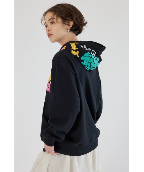 RODEO CROWNS WIDE BOWL（ロデオクラウンズワイドボウル）の「HOOD DECORATION パーカー（パーカー・レディース・ブラック/グレー×ホワイト/オフホワイト・MEDIUM/LARGE）」の5枚目の写真