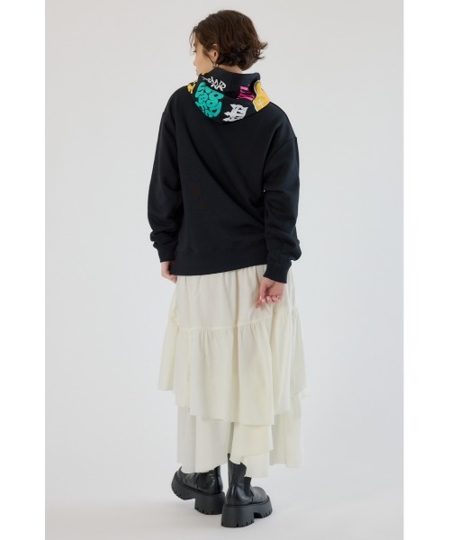 RODEO CROWNS WIDE BOWL（ロデオクラウンズワイドボウル）の「HOOD DECORATION パーカー（パーカー・レディース・ブラック/グレー×ホワイト/オフホワイト・MEDIUM/LARGE）」の8枚目の写真