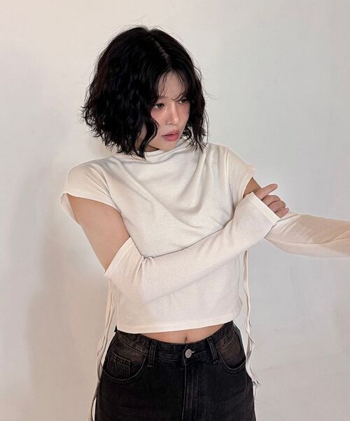 CATTLINE（カトリン）の「ハーフネックカットアウトTシャツ（アイボリー）（Tシャツ/カットソー・レディース・その他・FREE）」の7枚目の写真