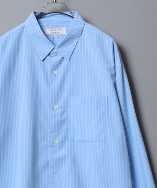 ANPAS（アンパス）の「Cool-touch broadcloth long-sleeve shirt / レギュラーカラーブロードシャツ メンズ 長袖シャツ 無地 / ピンストライプ（シャツ/ブラウス・メンズ・ブルー系その他/ブルー/グリーン/グレー系その他/ホワイト・L/XL/M）」の5枚目の写真