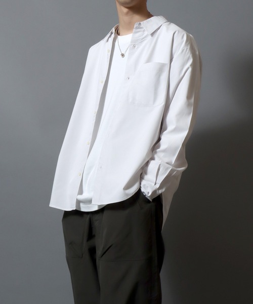 ANPAS（アンパス）の「Cool-touch broadcloth long-sleeve shirt / レギュラーカラーブロードシャツ メンズ 長袖シャツ 無地 / ピンストライプ（シャツ/ブラウス・メンズ・ブルー系その他/ブルー/グリーン/グレー系その他/ホワイト・L/XL/M）」の15枚目の写真