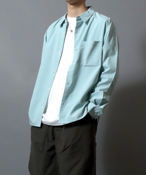 ANPAS（アンパス）の「Cool-touch broadcloth long-sleeve shirt / レギュラーカラーブロードシャツ メンズ 長袖シャツ 無地 / ピンストライプ（シャツ/ブラウス・メンズ・ブルー系その他/ブルー/グリーン/グレー系その他/ホワイト・L/XL/M）」の17枚目の写真