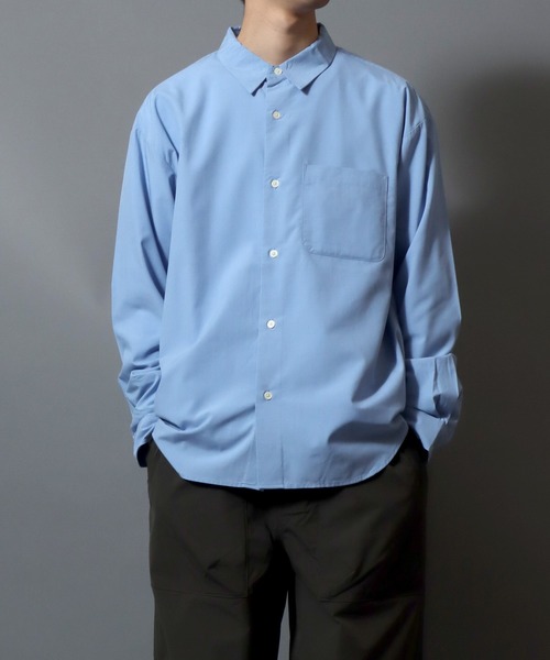 ANPAS（アンパス）の「Cool-touch broadcloth long-sleeve shirt / レギュラーカラーブロードシャツ メンズ 長袖シャツ 無地 / ピンストライプ（シャツ/ブラウス・メンズ・ブルー系その他/ブルー/グリーン/グレー系その他/ホワイト・L/XL/M）」の20枚目の写真