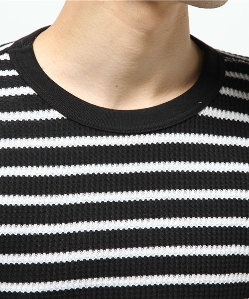 Abiding Aim(アバイディングエイム)の「【JEMORGAN】先染めボーダーワッフル長袖クルーネックTシャツ(Tシャツ/カットソー・メンズ・ブラック系その他/ブルー系その他/グレー系その他/ホワイト系その他・S/L/M/XL)」の8枚目の写真