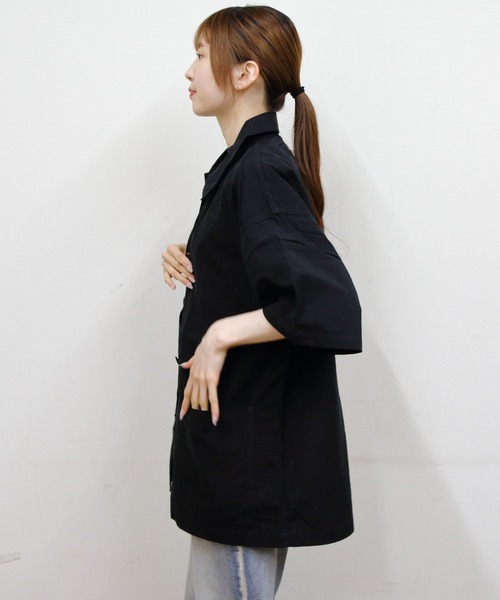 DANTON(ダントン)の「DANOTN/ダントン カバーオールショートスリーブシャツ COVERALL SHORT SLEEVE SHIRT DT-B0239 MUG(シャツ/ブラウス・メンズ・ネイビー/ブラック・42/40)」の5枚目の写真