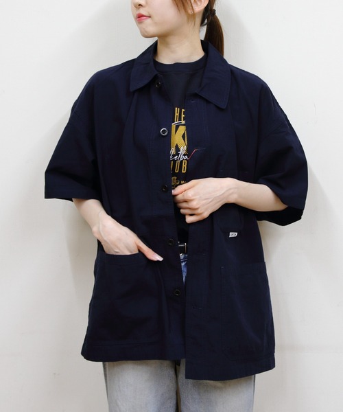 DANTON(ダントン)の「DANOTN/ダントン カバーオールショートスリーブシャツ COVERALL SHORT SLEEVE SHIRT DT-B0239 MUG(シャツ/ブラウス・メンズ・ネイビー/ブラック・42/40)」の10枚目の写真