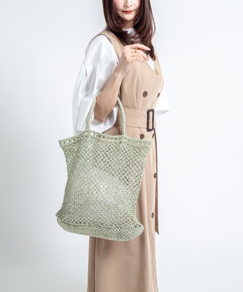 The Bagmati(ザバグマティ)の「【The Bagmati/ザバグマティ】かごバッグ メタリックコード マクラメ編み(かごバッグ・レディース・ホワイトゴールド/シルバー・FREE)」の22枚目の写真