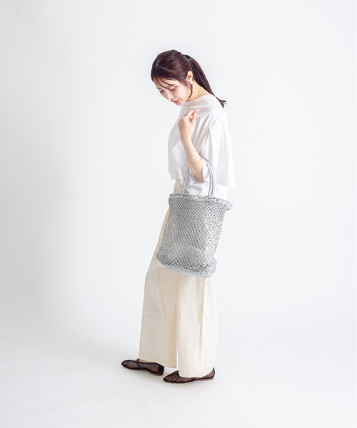 The Bagmati(ザバグマティ)の「【The Bagmati/ザバグマティ】かごバッグ メタリックコード マクラメ編み(かごバッグ・レディース・ホワイトゴールド/シルバー・FREE)」の10枚目の写真