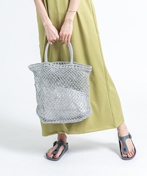 The Bagmati(ザバグマティ)の「【The Bagmati/ザバグマティ】かごバッグ メタリックコード マクラメ編み(かごバッグ・レディース・ホワイトゴールド/シルバー・FREE)」の12枚目の写真