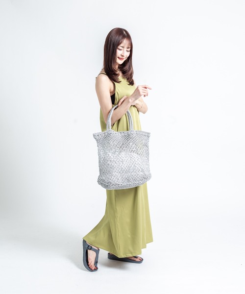 The Bagmati(ザバグマティ)の「【The Bagmati/ザバグマティ】かごバッグ メタリックコード マクラメ編み(かごバッグ・レディース・ホワイトゴールド/シルバー・FREE)」の13枚目の写真