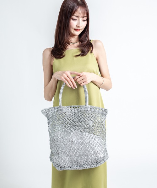 The Bagmati(ザバグマティ)の「【The Bagmati/ザバグマティ】かごバッグ メタリックコード マクラメ編み(かごバッグ・レディース・ホワイトゴールド/シルバー・FREE)」の11枚目の写真