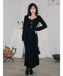Lace hoodie dress(Black)
