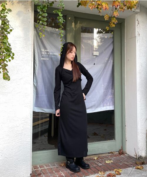 MIMI MONDE(ミミモンド)の「Lace hoodie dress(Black)(ワンピース・レディース・その他・FREE)」の2枚目の写真