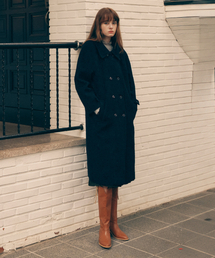VOLUME SLEEVE DOUBLE COAT NAVY