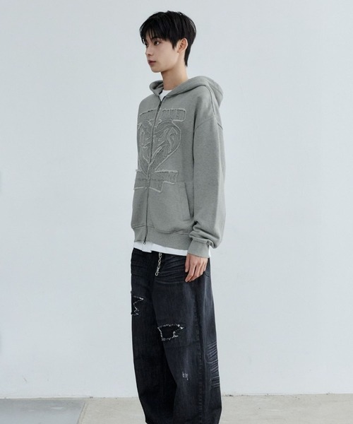 ALAND(エーランド)の「MAISON MINED/APPLIQUE ジップ(スウェット・メンズ・ネイビー/グレー・SMALL/MEDIUM)」の5枚目の写真