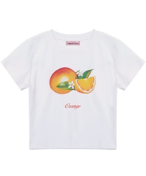 HIGH SCHOOL DISCO(ハイスクールディスコ)の「フレッシュオレンジゴルジクロップTシャツ_ホワイト(Tシャツ/カットソー・レディース・その他・FREE)」の1枚目の写真