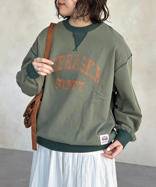 CPCM（シーピーシーエム）の「古着ライクロゴスウェット（Tシャツ/カットソー・メンズ・グリーン/ネイビー/オレンジ・MEDIUM/LARGE）」の2枚目の写真