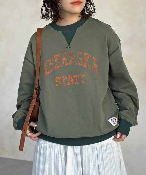 CPCM（シーピーシーエム）の「古着ライクロゴスウェット（Tシャツ/カットソー・メンズ・グリーン/ネイビー/オレンジ・MEDIUM/LARGE）」の4枚目の写真