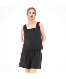 Square neck Sleeveless Top _Black