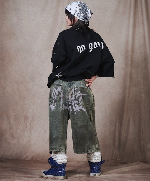 GALFY(ガルフィー)の「A'GEM/9 × .kom 『GALFY/ガルフィー』バチバチピアスTee(Tシャツ/カットソー・メンズ・グレー/ブラック/ブラック×グレー・L)」の4枚目の写真