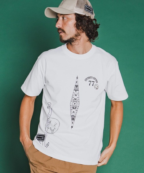 seventy seven(セブンティセブン)の「mt10179-middle onz S-S t-shirts (77mix26S) Tシャツ(7726S260)(Tシャツ/カットソー・メンズ・ホワイト/ブラック/レモンイエロー・L/M/S/XL)」の1枚目の写真