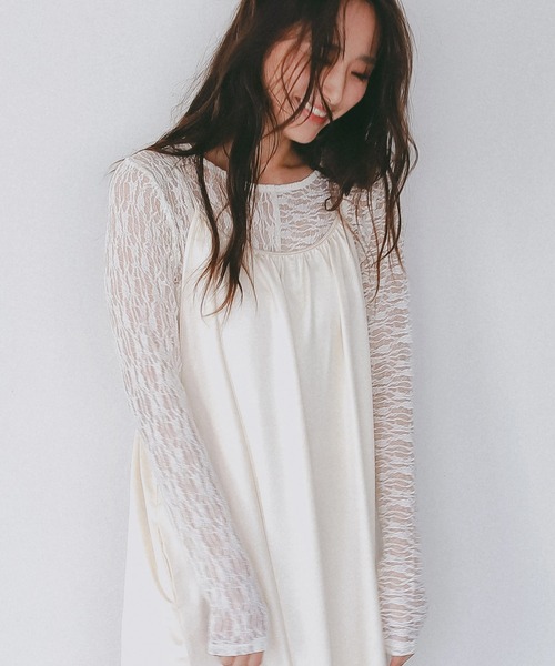 AJUGA.（アジュガ）の「ストレッチシアーレース長袖トップス（Tシャツ/カットソー・レディース・アイボリー/ブラック・FREE）」の16枚目の写真