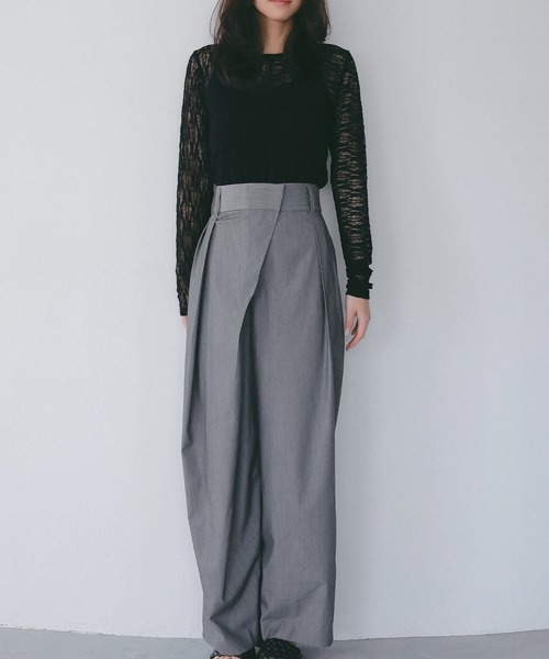 AJUGA.（アジュガ）の「ストレッチシアーレース長袖トップス（Tシャツ/カットソー・レディース・アイボリー/ブラック・FREE）」の9枚目の写真