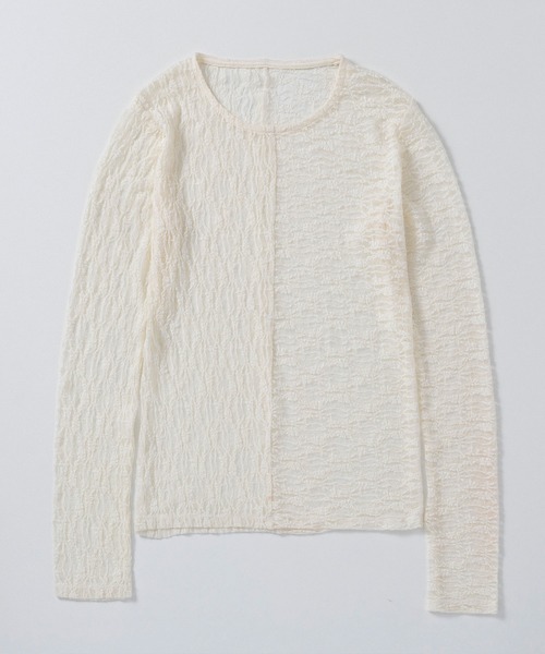 AJUGA.（アジュガ）の「ストレッチシアーレース長袖トップス（Tシャツ/カットソー・レディース・アイボリー/ブラック・FREE）」の7枚目の写真