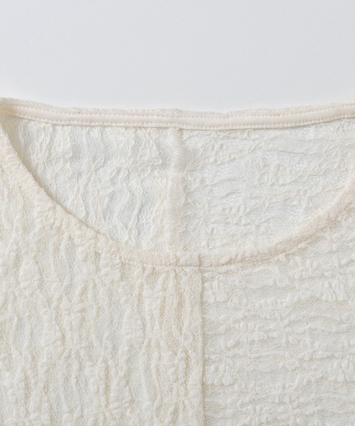 AJUGA.（アジュガ）の「ストレッチシアーレース長袖トップス（Tシャツ/カットソー・レディース・アイボリー/ブラック・FREE）」の6枚目の写真