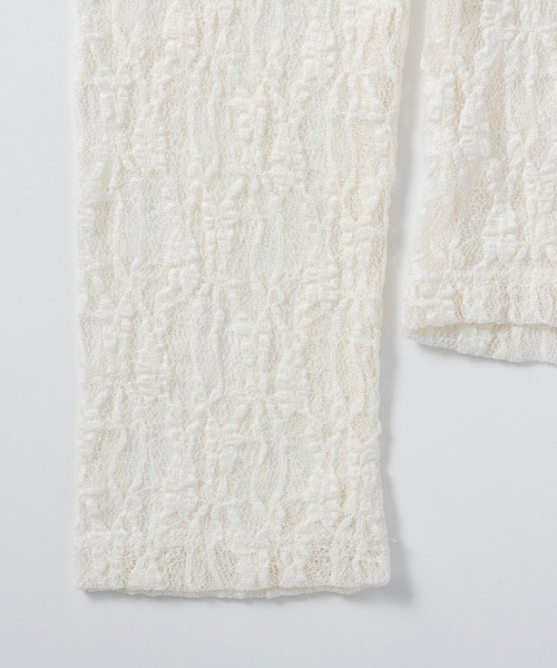 AJUGA.（アジュガ）の「ストレッチシアーレース長袖トップス（Tシャツ/カットソー・レディース・アイボリー/ブラック・FREE）」の5枚目の写真