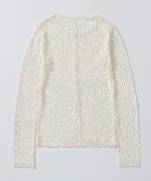 AJUGA.（アジュガ）の「ストレッチシアーレース長袖トップス（Tシャツ/カットソー・レディース・アイボリー/ブラック・FREE）」の8枚目の写真