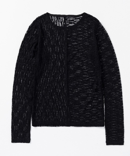 AJUGA.（アジュガ）の「ストレッチシアーレース長袖トップス（Tシャツ/カットソー・レディース・アイボリー/ブラック・FREE）」の3枚目の写真