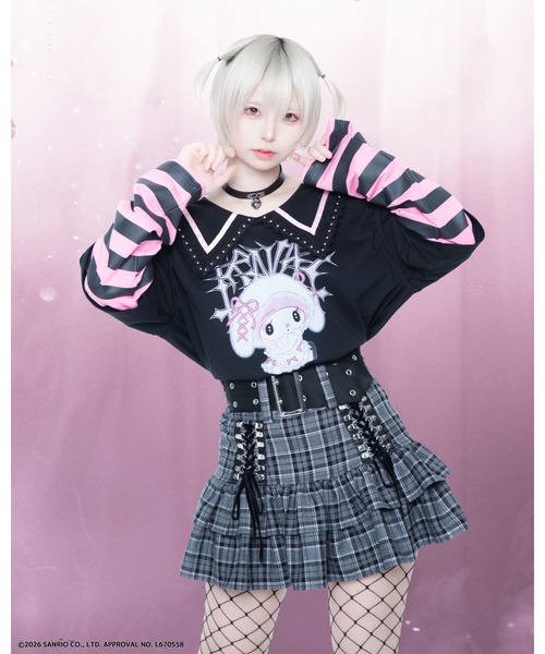 TRAVAS TOKYO(トラバス トウキョウ)の「『TRAVAS TOKYO/トラバス トーキョー』マイメロコラボレイヤードTEE(Tシャツ/カットソー・レディース・ブラック×ホワイト/ブラック×ピンク・FREE)」の1枚目の写真