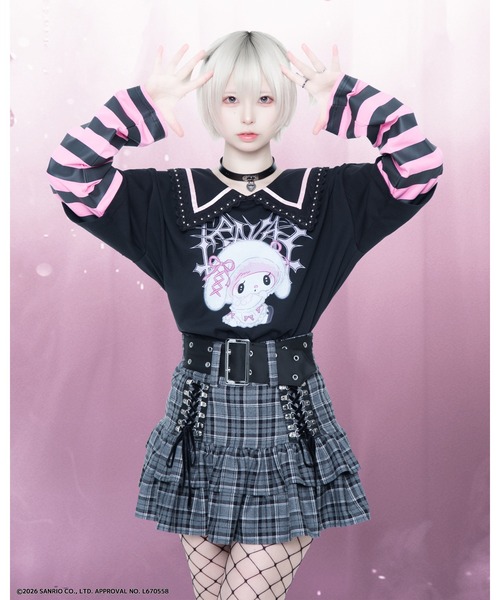 TRAVAS TOKYO(トラバス トウキョウ)の「『TRAVAS TOKYO/トラバス トーキョー』マイメロコラボレイヤードTEE(Tシャツ/カットソー・レディース・ブラック×ホワイト/ブラック×ピンク・FREE)」の9枚目の写真