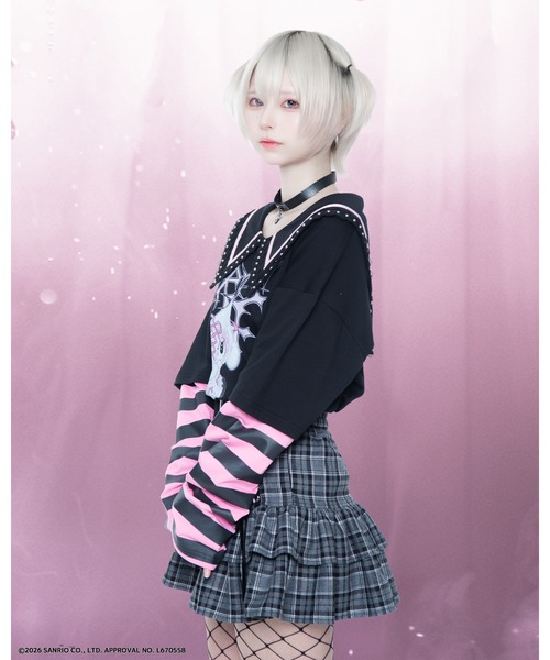 TRAVAS TOKYO(トラバス トウキョウ)の「『TRAVAS TOKYO/トラバス トーキョー』マイメロコラボレイヤードTEE(Tシャツ/カットソー・レディース・ブラック×ホワイト/ブラック×ピンク・FREE)」の10枚目の写真
