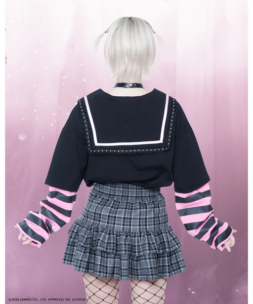TRAVAS TOKYO(トラバス トウキョウ)の「『TRAVAS TOKYO/トラバス トーキョー』マイメロコラボレイヤードTEE(Tシャツ/カットソー・レディース・ブラック×ホワイト/ブラック×ピンク・FREE)」の11枚目の写真