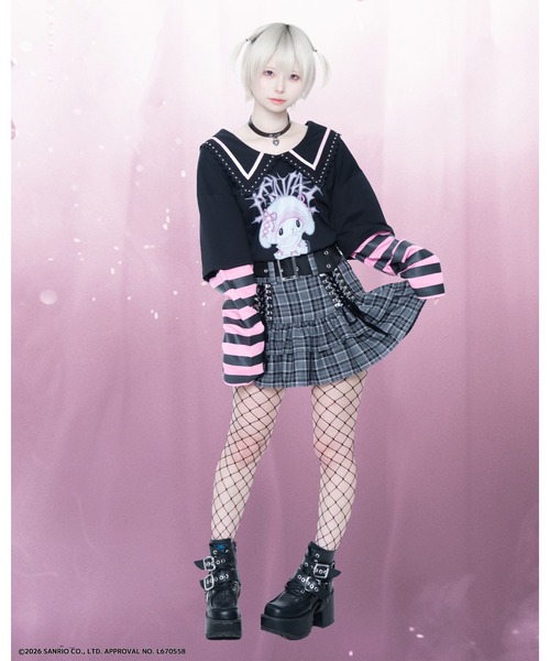 TRAVAS TOKYO(トラバス トウキョウ)の「『TRAVAS TOKYO/トラバス トーキョー』マイメロコラボレイヤードTEE(Tシャツ/カットソー・レディース・ブラック×ホワイト/ブラック×ピンク・FREE)」の12枚目の写真