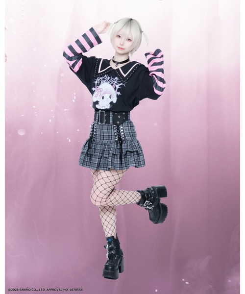 TRAVAS TOKYO(トラバス トウキョウ)の「『TRAVAS TOKYO/トラバス トーキョー』マイメロコラボレイヤードTEE(Tシャツ/カットソー・レディース・ブラック×ホワイト/ブラック×ピンク・FREE)」の13枚目の写真