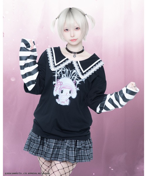 TRAVAS TOKYO(トラバス トウキョウ)の「『TRAVAS TOKYO/トラバス トーキョー』マイメロコラボレイヤードTEE(Tシャツ/カットソー・レディース・ブラック×ホワイト/ブラック×ピンク・FREE)」の3枚目の写真