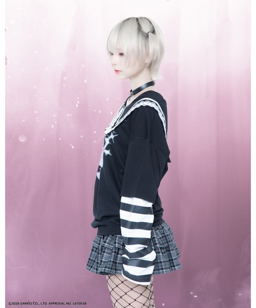 TRAVAS TOKYO(トラバス トウキョウ)の「『TRAVAS TOKYO/トラバス トーキョー』マイメロコラボレイヤードTEE(Tシャツ/カットソー・レディース・ブラック×ホワイト/ブラック×ピンク・FREE)」の4枚目の写真