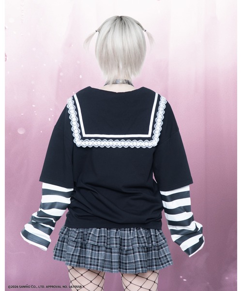 TRAVAS TOKYO(トラバス トウキョウ)の「『TRAVAS TOKYO/トラバス トーキョー』マイメロコラボレイヤードTEE(Tシャツ/カットソー・レディース・ブラック×ホワイト/ブラック×ピンク・FREE)」の5枚目の写真