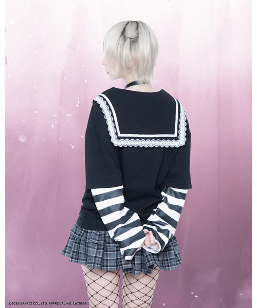 TRAVAS TOKYO(トラバス トウキョウ)の「『TRAVAS TOKYO/トラバス トーキョー』マイメロコラボレイヤードTEE(Tシャツ/カットソー・レディース・ブラック×ホワイト/ブラック×ピンク・FREE)」の6枚目の写真