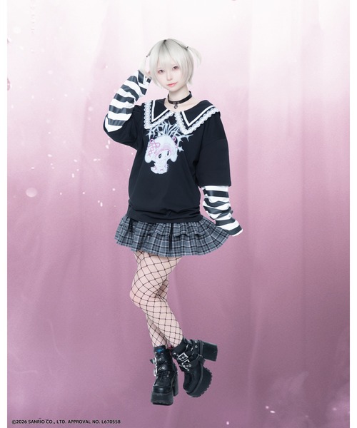 TRAVAS TOKYO(トラバス トウキョウ)の「『TRAVAS TOKYO/トラバス トーキョー』マイメロコラボレイヤードTEE(Tシャツ/カットソー・レディース・ブラック×ホワイト/ブラック×ピンク・FREE)」の8枚目の写真