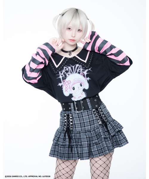 TRAVAS TOKYO(トラバス トウキョウ)の「『TRAVAS TOKYO/トラバス トーキョー』マイメロコラボレイヤードTEE(Tシャツ/カットソー・レディース・ブラック×ホワイト/ブラック×ピンク・FREE)」の21枚目の写真